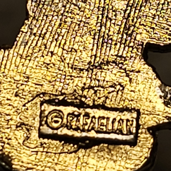 Vintage Rafaelian Bunny Rabbit Enamel and Goldtone Pendant - Picture 3 of 3